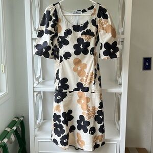 Never A Wallflower Lantern Puff Sleeve Desert Rose Ivory Floral Dress Size XS